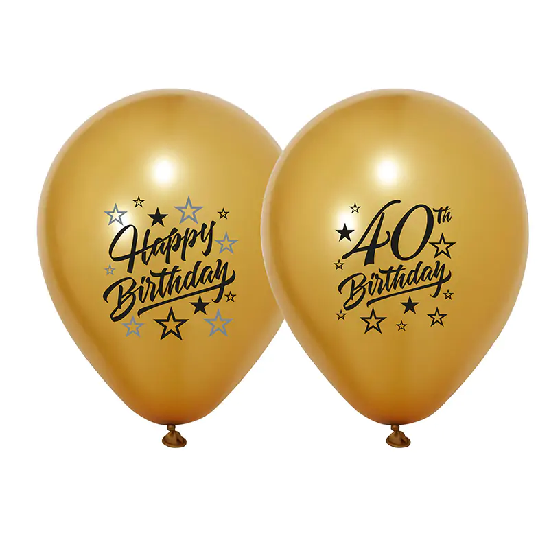 2+1 Golden Stars 40 Yaş Baskılı 12" Gold Balon (100'lük)